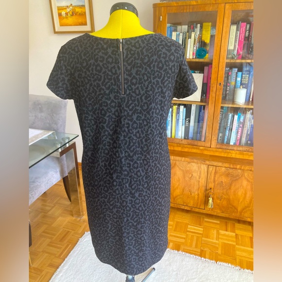 Adorable Ann Taylor Loft Grey Leopard Print Mini Shift Dress - Picture 3 of 8